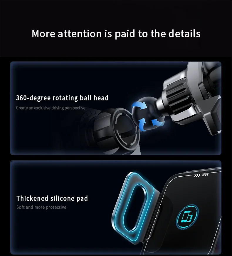 Auto-Ladegerät mit kabelloser Verbindung, automatische Verriegelung, 360°-Drehung ° Drehbarer Schnelllade-Autonavigationsständer für Samsung Z Fold 8/Z Flip 8 7 6 5 Ultra – Detail 17