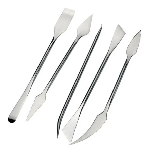 5Pcs Stainless Steel Clay Sculpting Tools Double Head Pottery Carving Kit for Sculpture Crafts Wax Carver Pottery Making Set