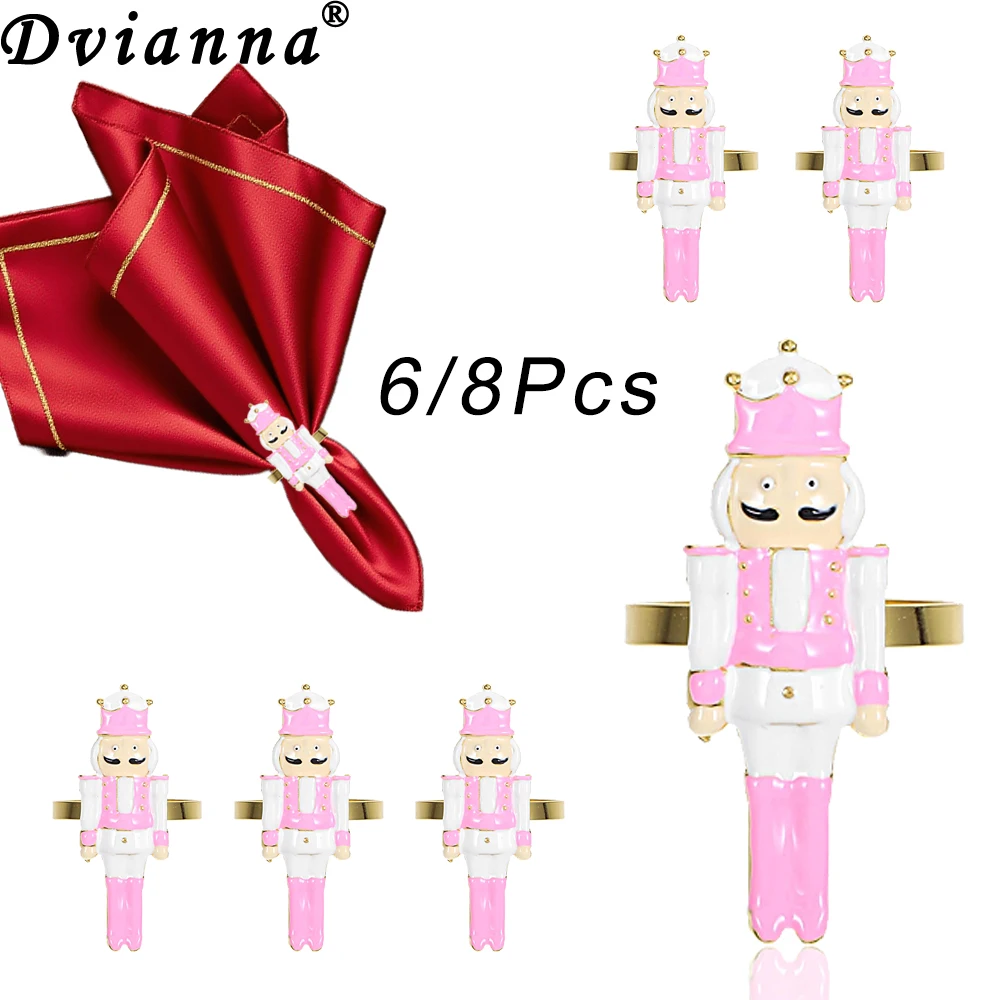 

6/8 шт., кольца для салфеток «Щелкунчик», рождественский эмалированный солдатский держатель для салфеток для рождественского украшения, домашний декор стола, свадебный декор