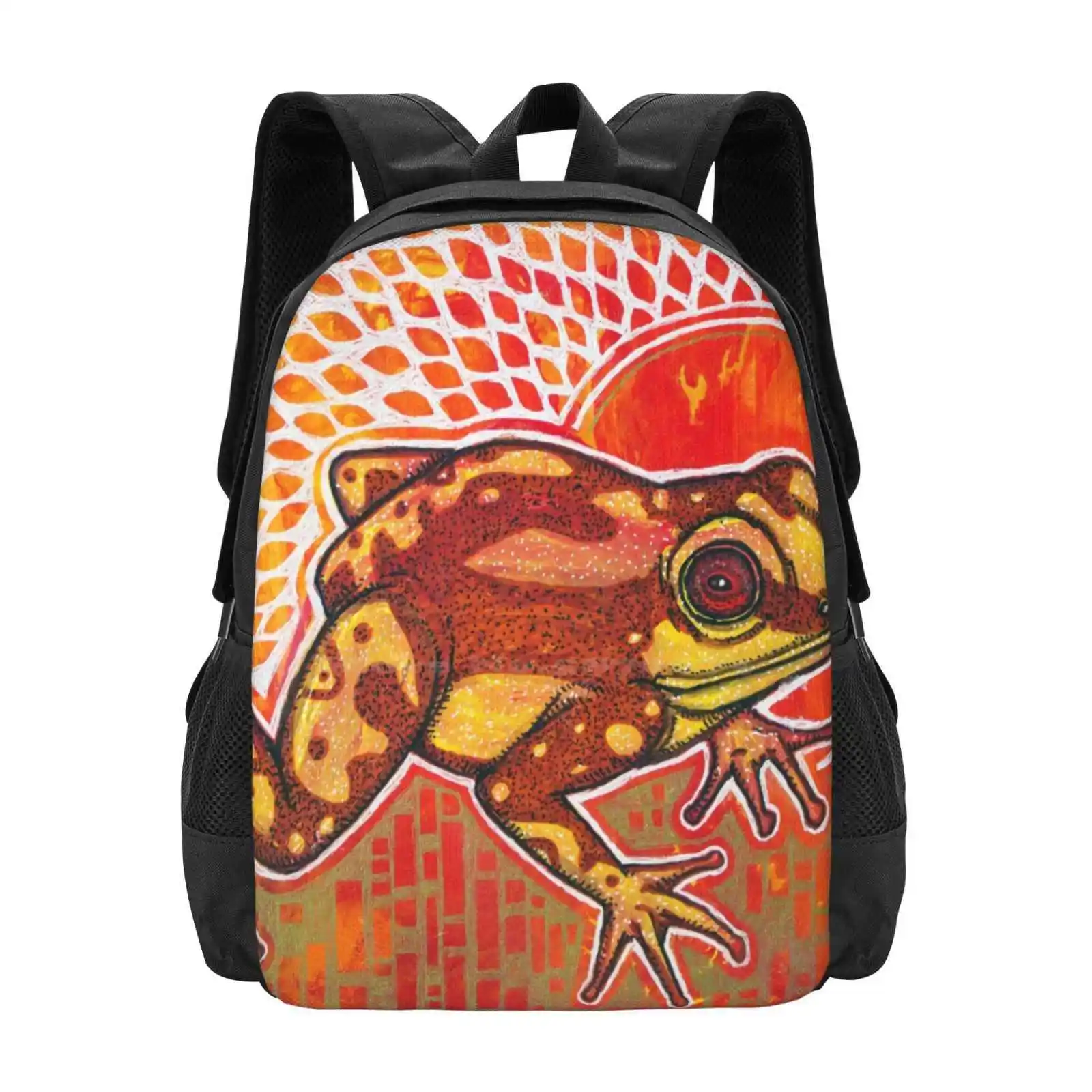 Waiting For The Rain School Bags Travel Laptop Backpack Frog Amphibian Rainforest Tropical Lynnette Shelley Animal Wildlife