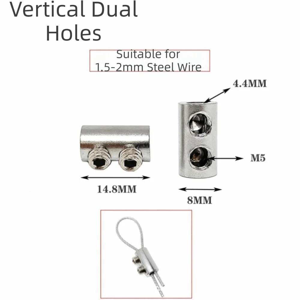 10Pcs Double Hole Cable Clamp Adjustable Heavy Duty Thread Locker Clamps 1.5-5mm Wire Durable Pipe Clamp Home Improvement