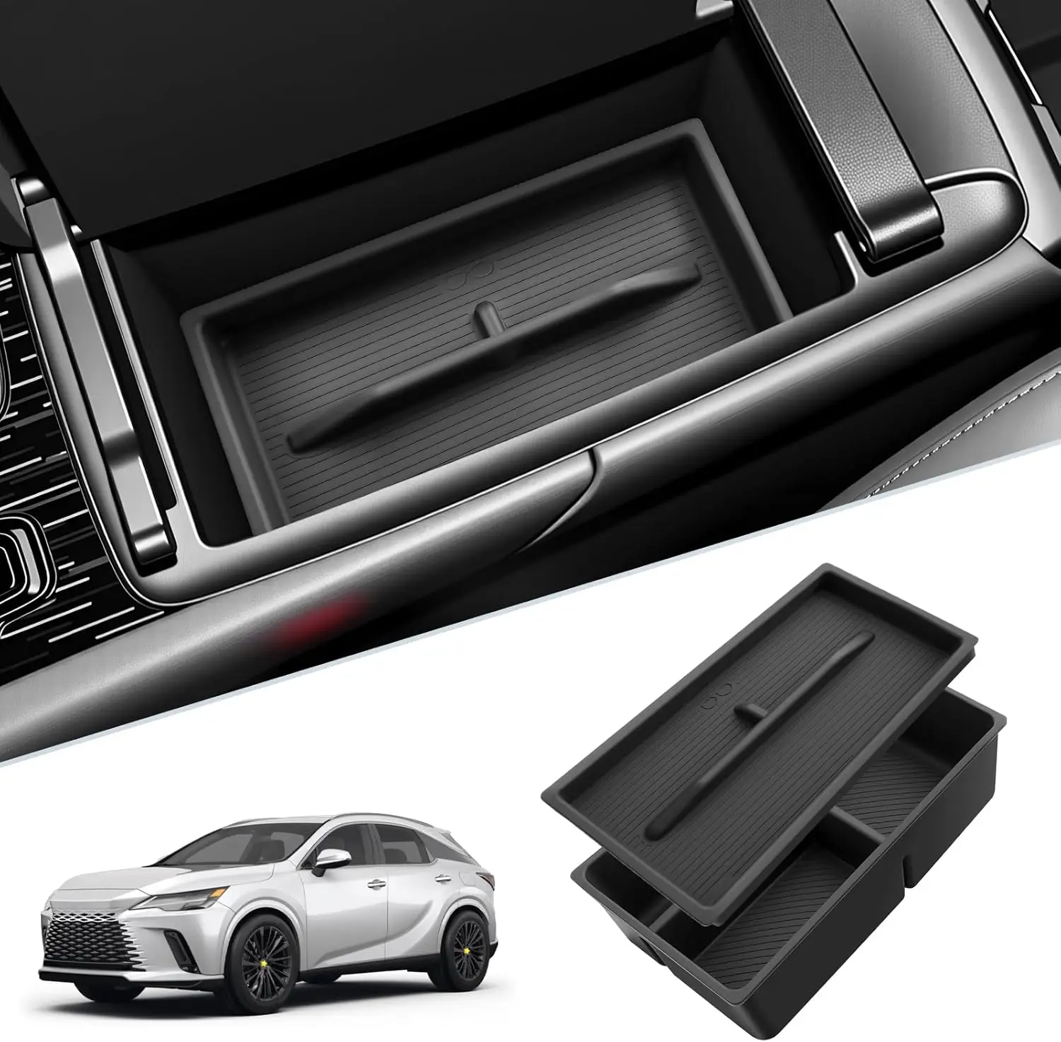 

Center Console Organizer for Lexus RX350/RX450h/RX500h 2023-2026, Double Layer Tray with Sunglasses Holder, Car Accessories