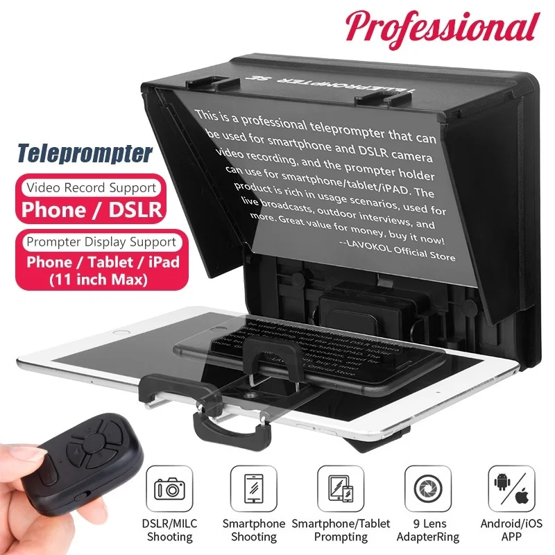 New! Professional Teleprompter for Smartphone DSLR Camera Record Phone Tablet iPad Prompter Teleprompter for Live Streaming