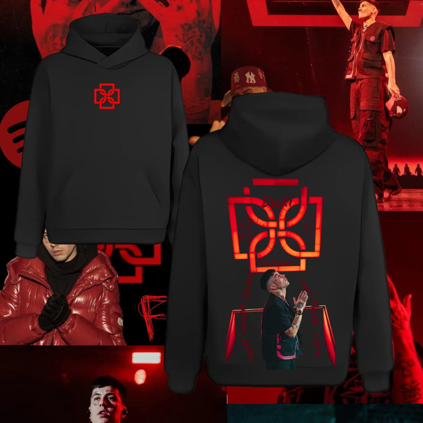 Duki Rockstar طباعة هوديس الرجال النساء سميكة الدافئة الصوف مبطن هودي المتضخم Y2k البلوز بلوزة فضفاضة غير رسمية الذكور الملابس #1