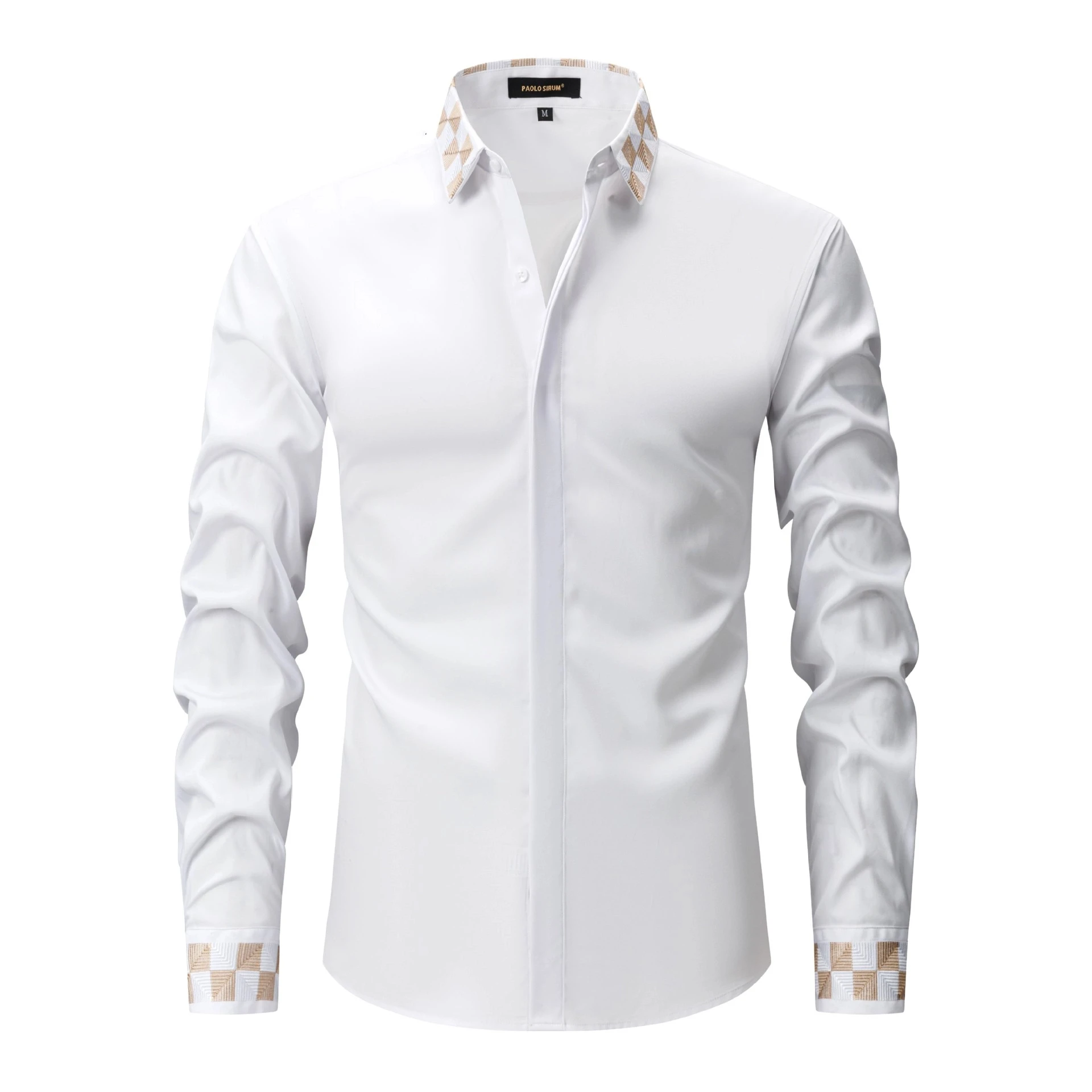 

Fashionable Embroidered Long-sleeved Men's Shirts Fashionable Versatile Lapel Long-sleeved Casual Button Splicing Cardigan