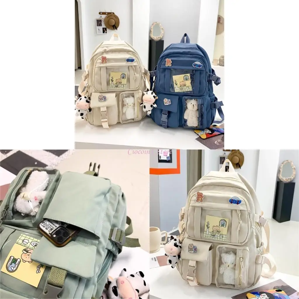

Y1UB New Women's Harajuku Backpack for Teenage Girls School Bag with Multiple Pockets