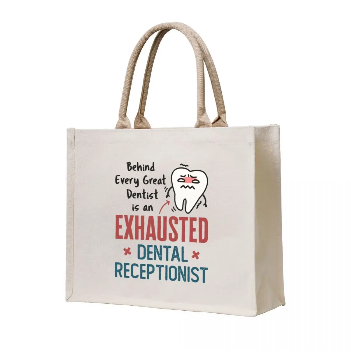 

Behind Every Great Dentist Is an Exhausted Dental Receptionist Tote Bag tote bag university reusable shopping bags Handbags