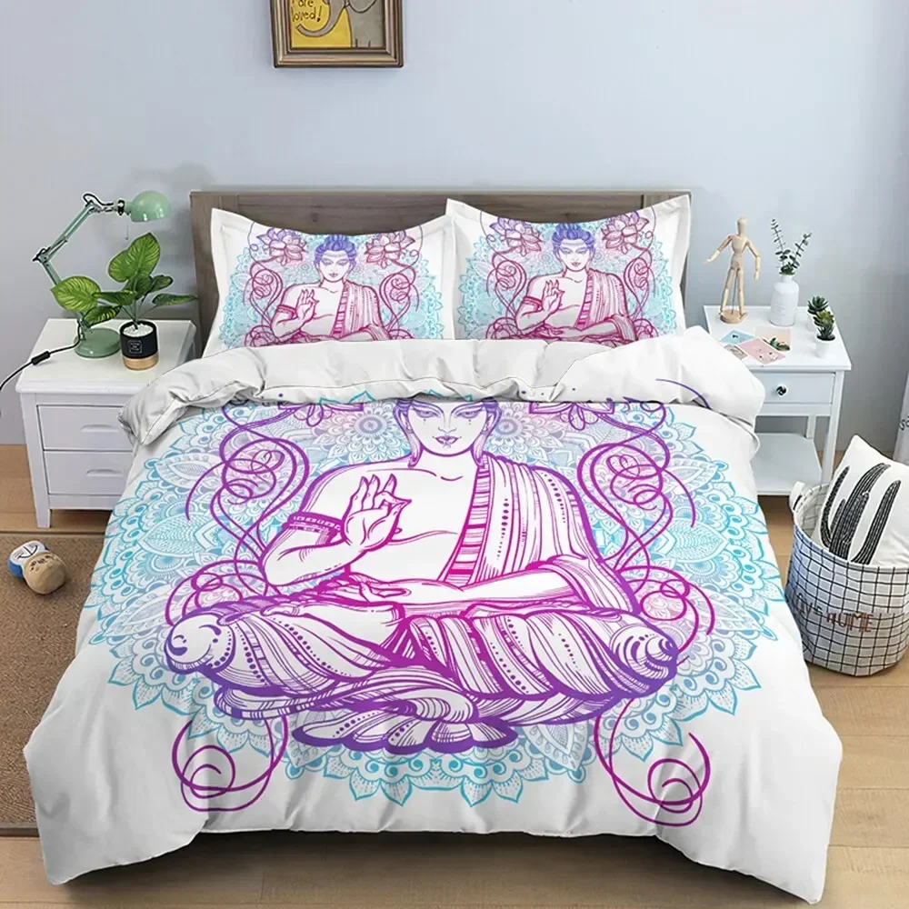 

Family Buddha Mandala Comfortable Duvet Quilt Cover Pillowcase Bedding Set Children Bedroom Decoration Home Textile