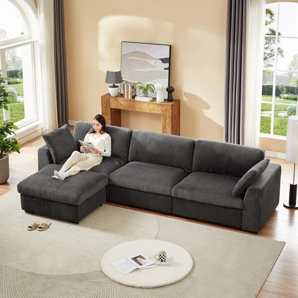 

130" Oversized Sectional Couches for Living Room Cloud Couch Sectional Sofa Modular Sectionals Sofa L Shaped Couch Corduroy