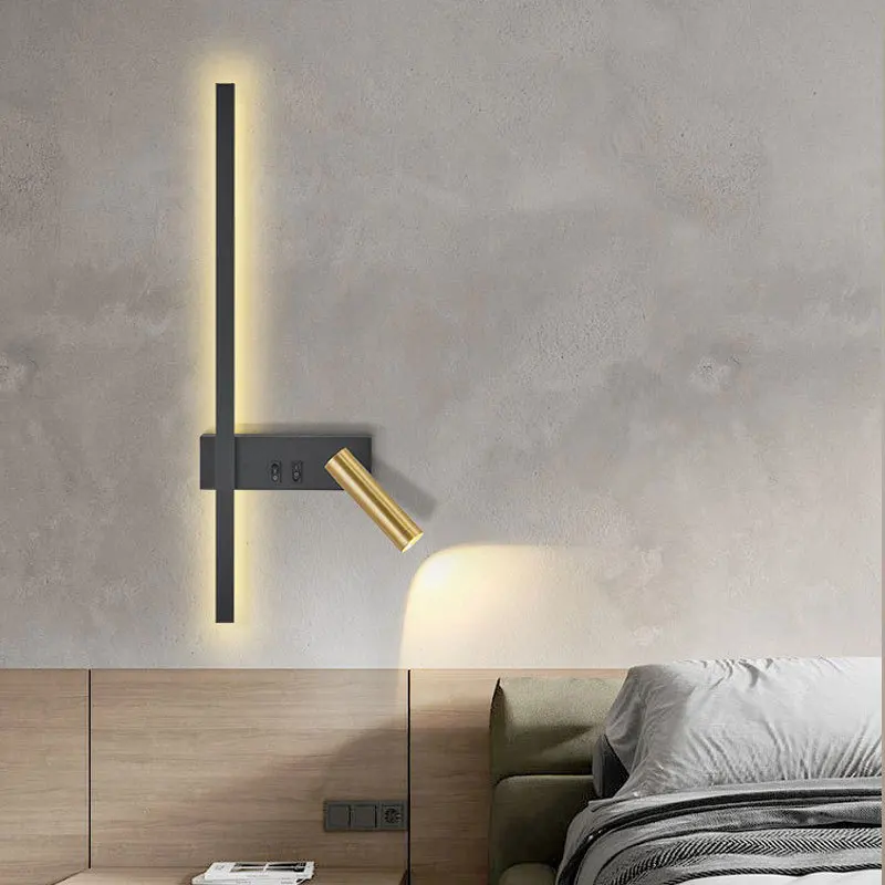 

Nordic Modern Wall Lamp Bedroom Bedside Spotlight Study Restaurant Corridor Hallway Led Indoor Sconce Lighting Rotatable Lights