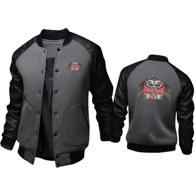 Freizeit sport wind dichte Motorrad Lederjacke für Männer Schädel druck Motorrad jacke Renn jacke Print Herren bekleidung