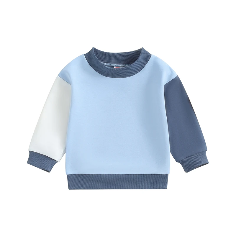 

Toddler Kid Girls Boys Sweatshirts Jumper Spring Fall Contrast Color Long Sleeve Round Neck Pullover Baby Clothes Tops 0-5 Years