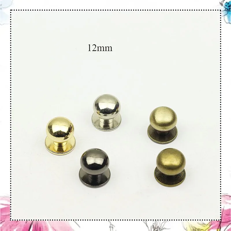 

20pcs 12mm Copper Nipple Nail Buckles Metal Rivet for Bag Purses Fastner Clasps Studs Screw Buttons Leathercraft Accessories