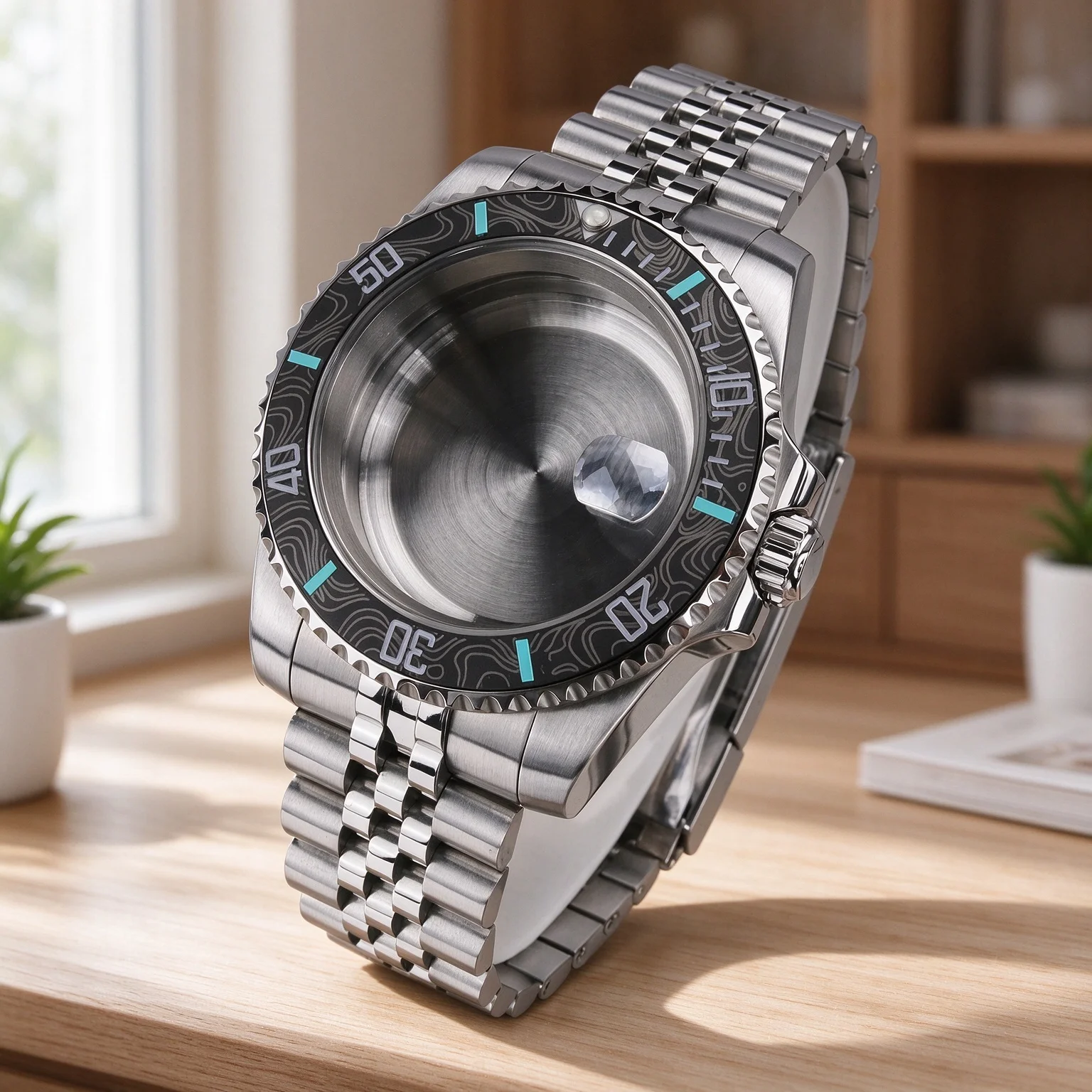 Men's Silver 40MM Watch Case Strap Waterproof Sapphire Glass For NH35 NH36 NH34 ETA 2824 Miyota8215 Movement Hot Sale Bezel Part