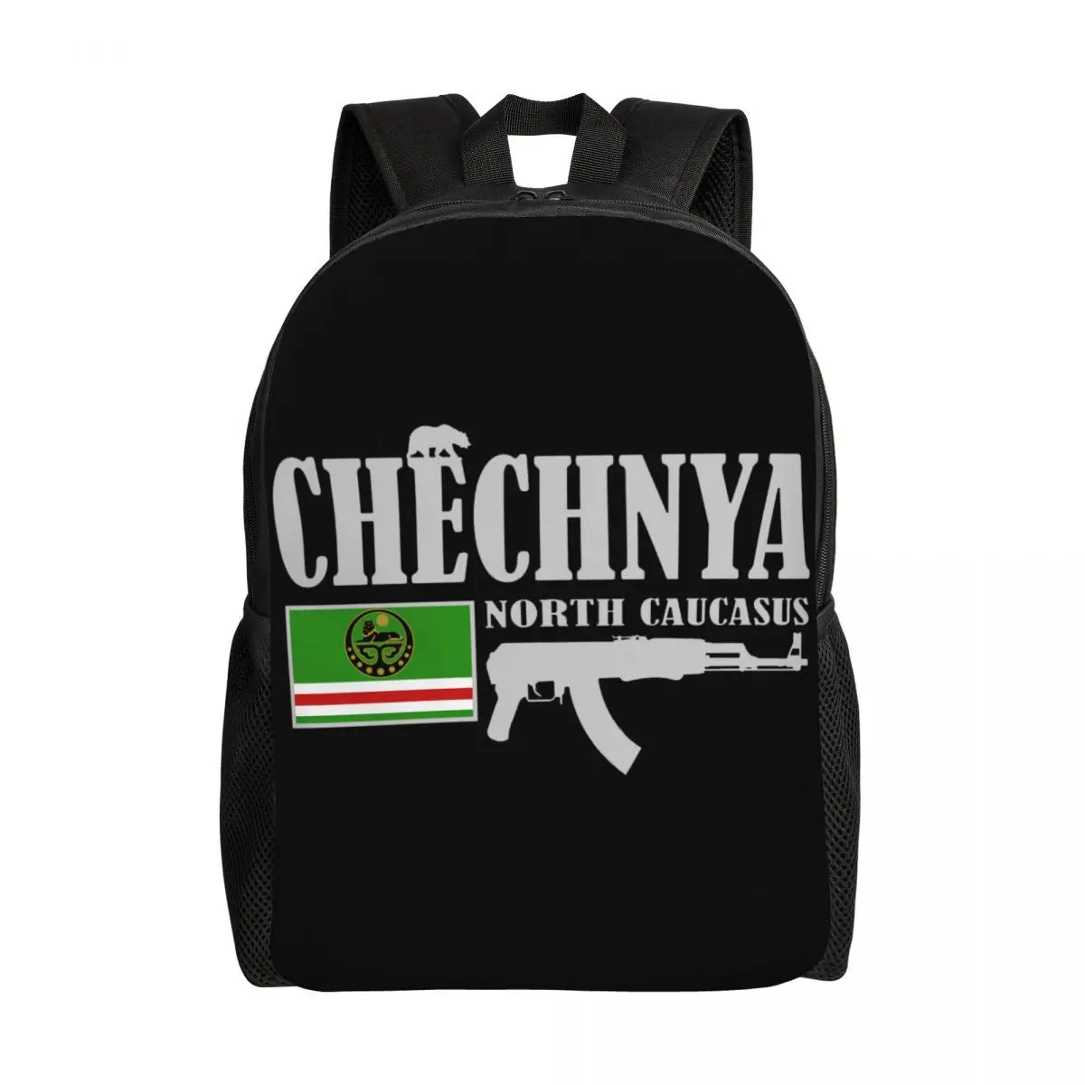 

Customized Chechnya Fighter Backpacks Women Men Basic Bookbag for College School Chechen Flag Bags