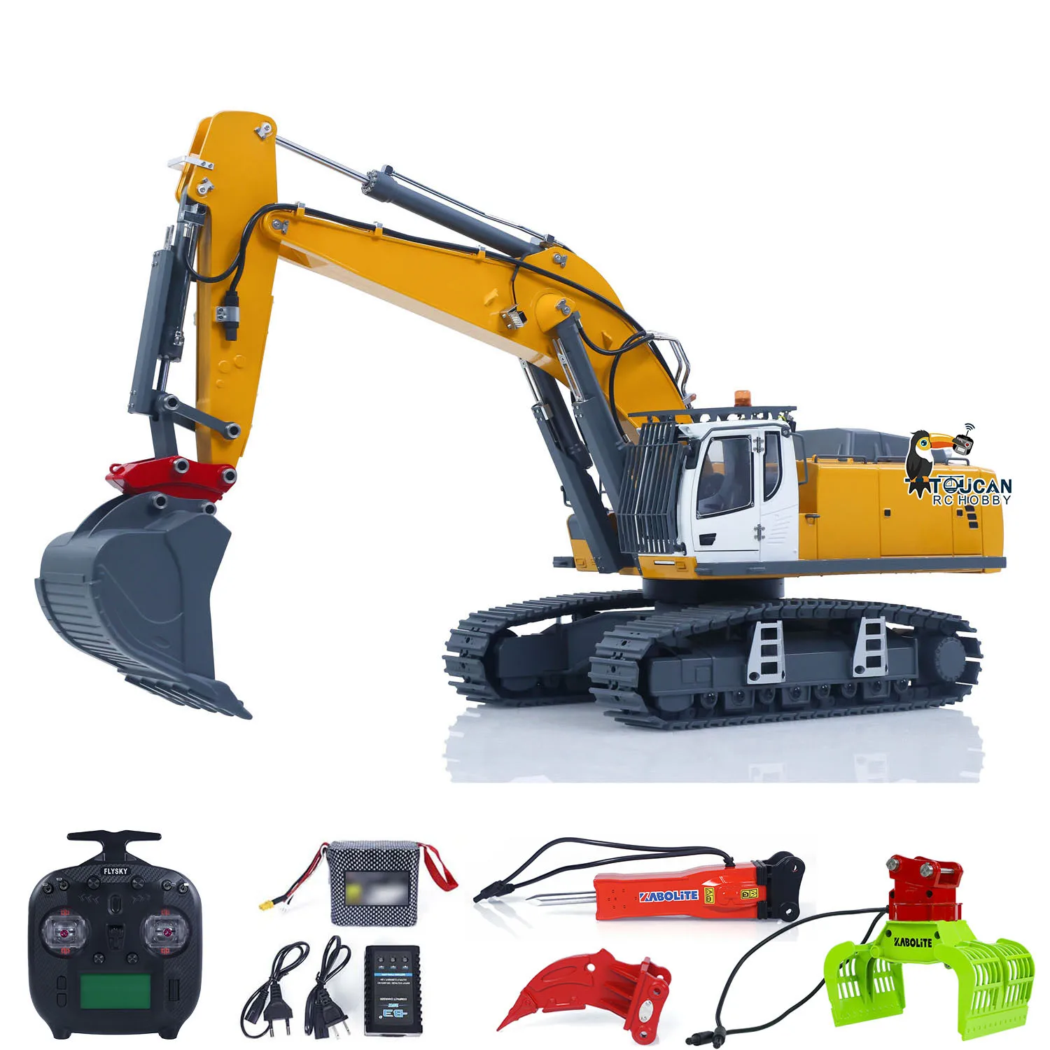

Радиоуправляемый гидравлический экскаватор KABOLITE K962 100S (масштаб 1:18) с электрическим дистанционным управлением, грейфером, рыхлителем, молотом, световой и звуковой системой