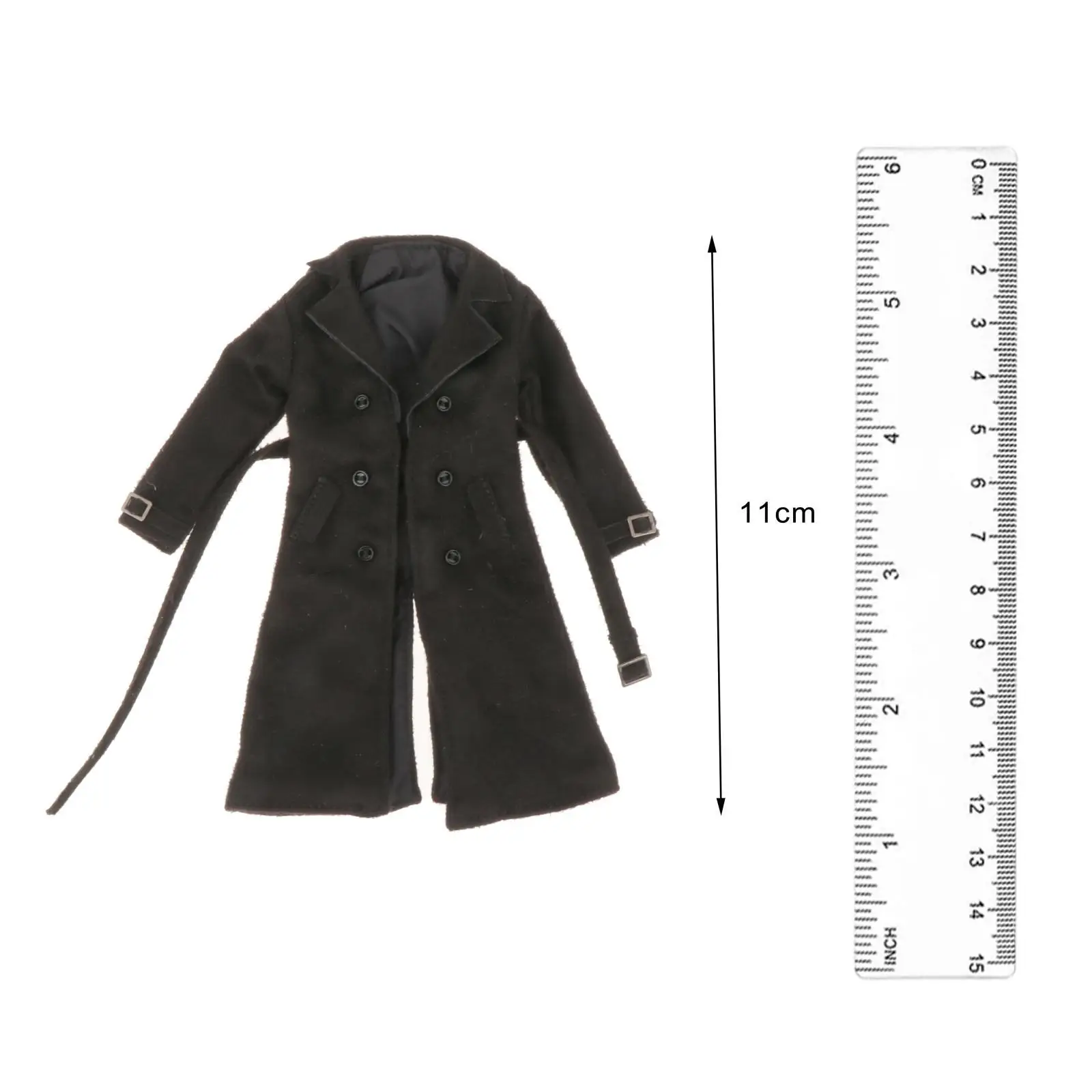 1:12 schaal miniatuur trenchcoat overjas met sjaal voor 6 inch mannelijke figuren