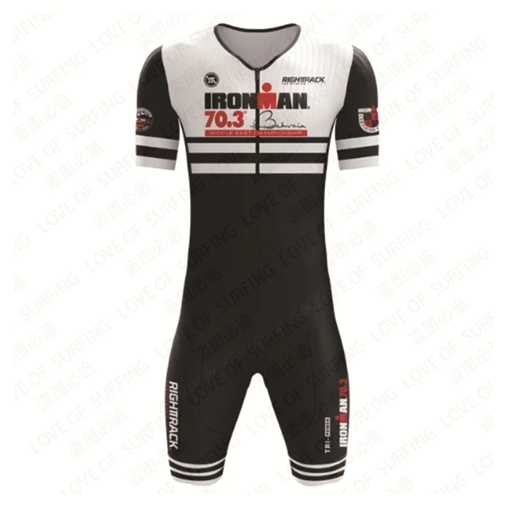 Righttrack Triathlon Race Suit Men\'s Short Sleeve Skinsuit Long Distance Tri Suits Performance Swimming/Cycling/Running Jumpsuit