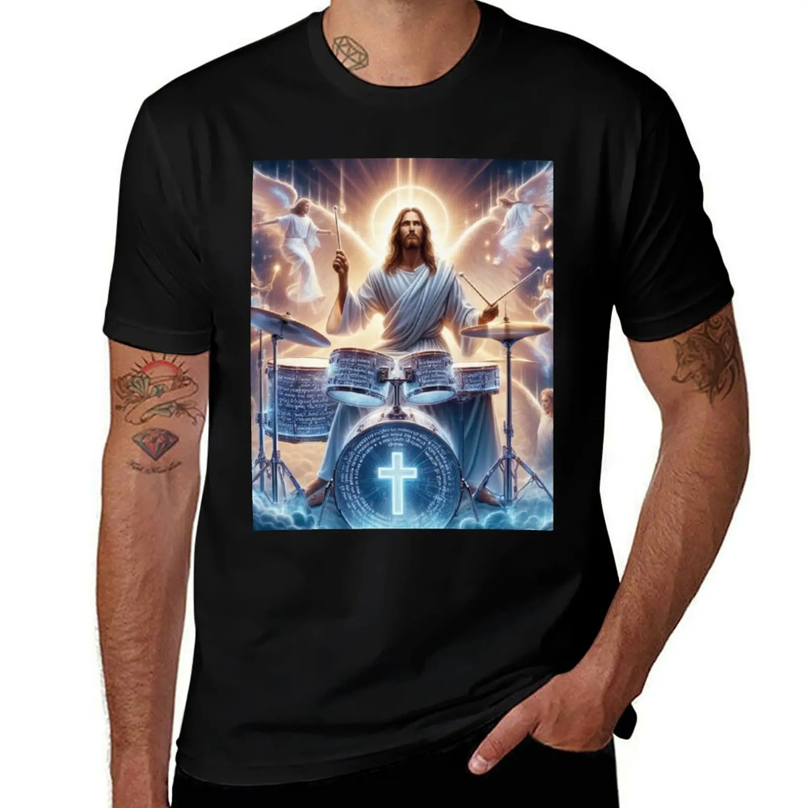 JESUS DRUMMER :CHRISTIAN DRUMMER GIFT T-Shirt mens graphic t shirts T-Shirt