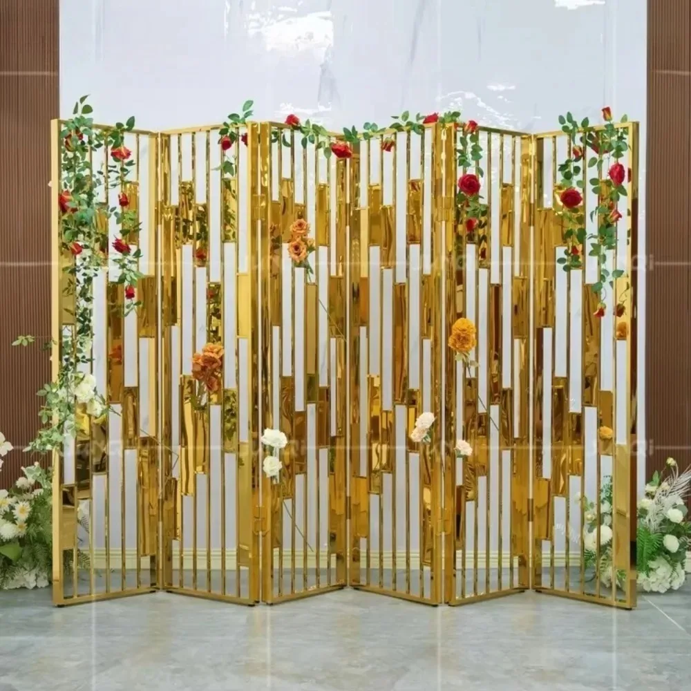 Stainless steel folding screen movable partition living room entrance obstacle folding screen