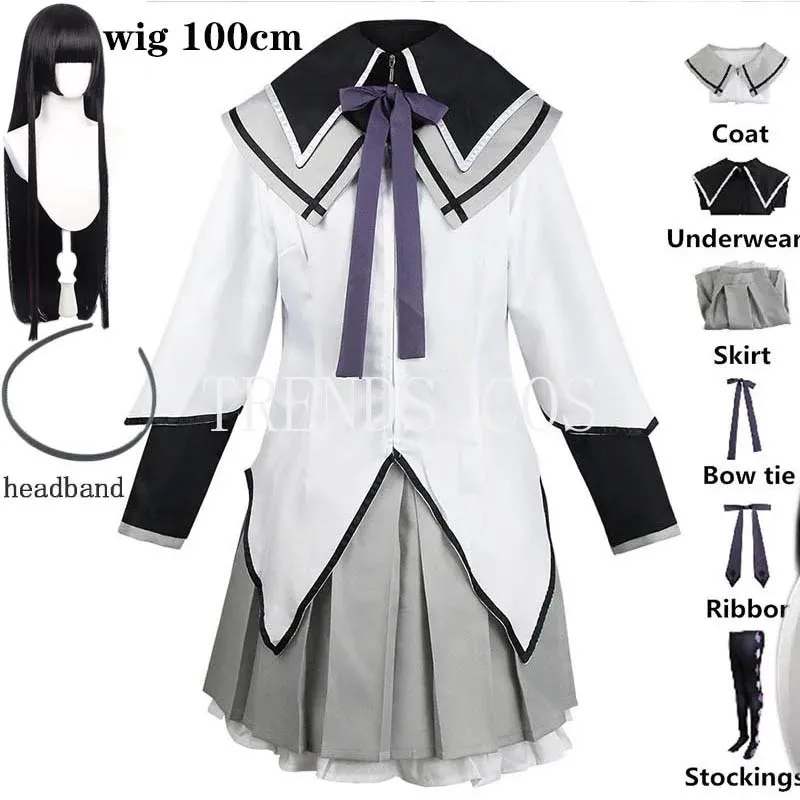 Anime Akemi Homura przebranie na karnawał mundur bojowy pończochy Akemi Homura stroje