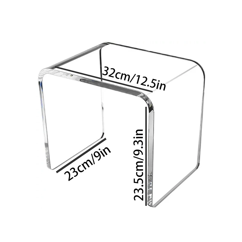 Transparent U-shaped acrylic stool, minimalist floating corner small coffee table for home entryway shoe changing, one-piece acrylic U-shaped side table, light luxury transparent floating low stool, small side table for living room sofa