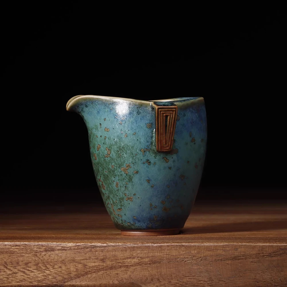Jun Porcelain Teacup Fair Cup Tea Infuser Carbon-fired Peacock Blue Glaze Transformation Crystalline Craftsmanship Ren Xiao Fei