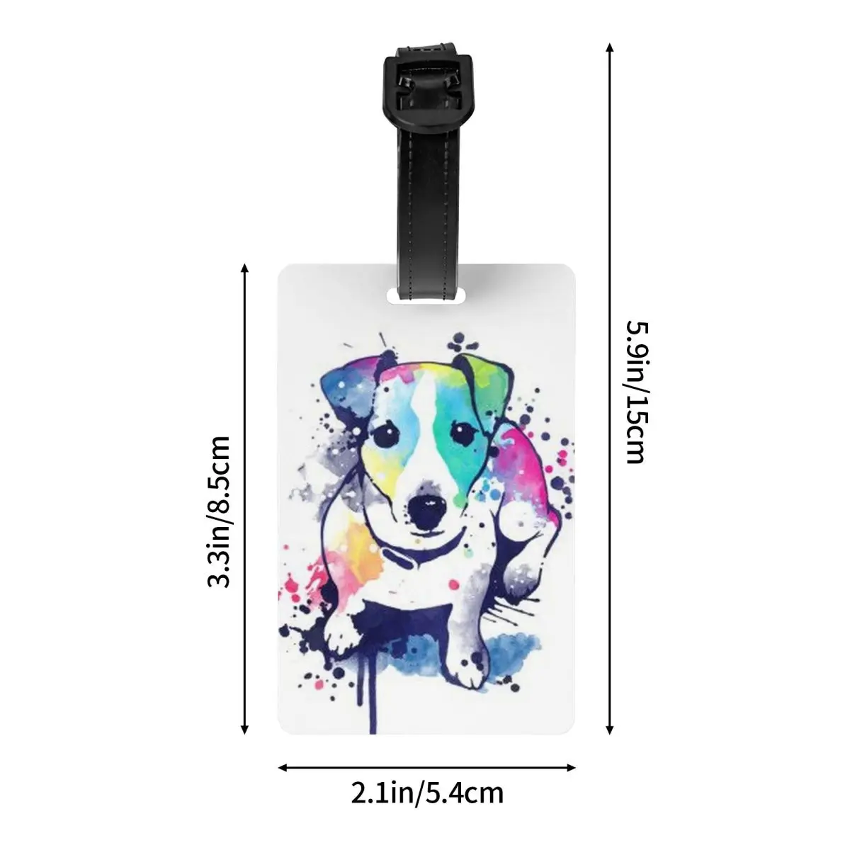 Etiquetas de equipaje de Arte de perro Jack, Etiquetas de equipaje personalizadas, cubierta de privacidad, tarjeta de identificación de nombre