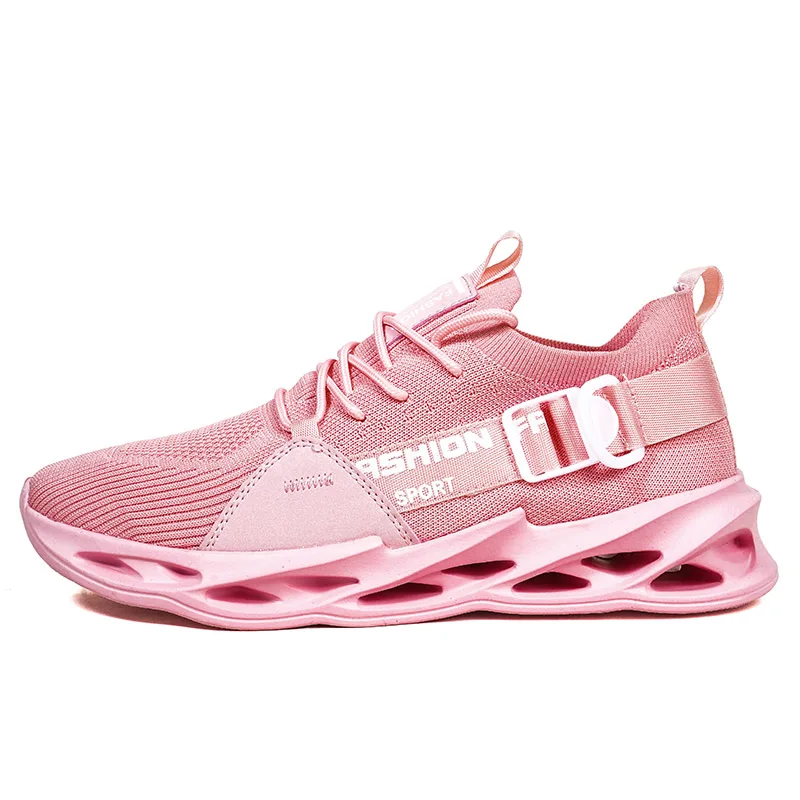 

Women's Pink Knit Mesh Running Shoes - Lightweight Breathable Blade Sole Athletic Sneakers, Fashion Casual Trainers