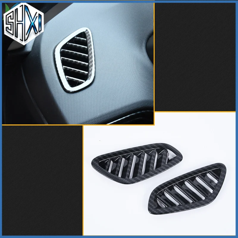 2Pcs Front Upper Air Vent Outlet Cover Trim For Hyundai Lafesta 2018-2019 Carbon Fiber Style car styling car accessories