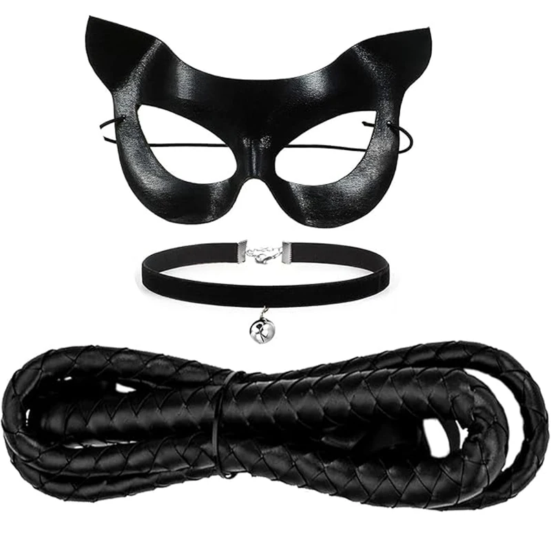 

Woman Cat Fox Cosplay Costume Catwoman Selina Kyle Mask With Whip Halloween Party Women Rore Playing Superhero Costume Props
