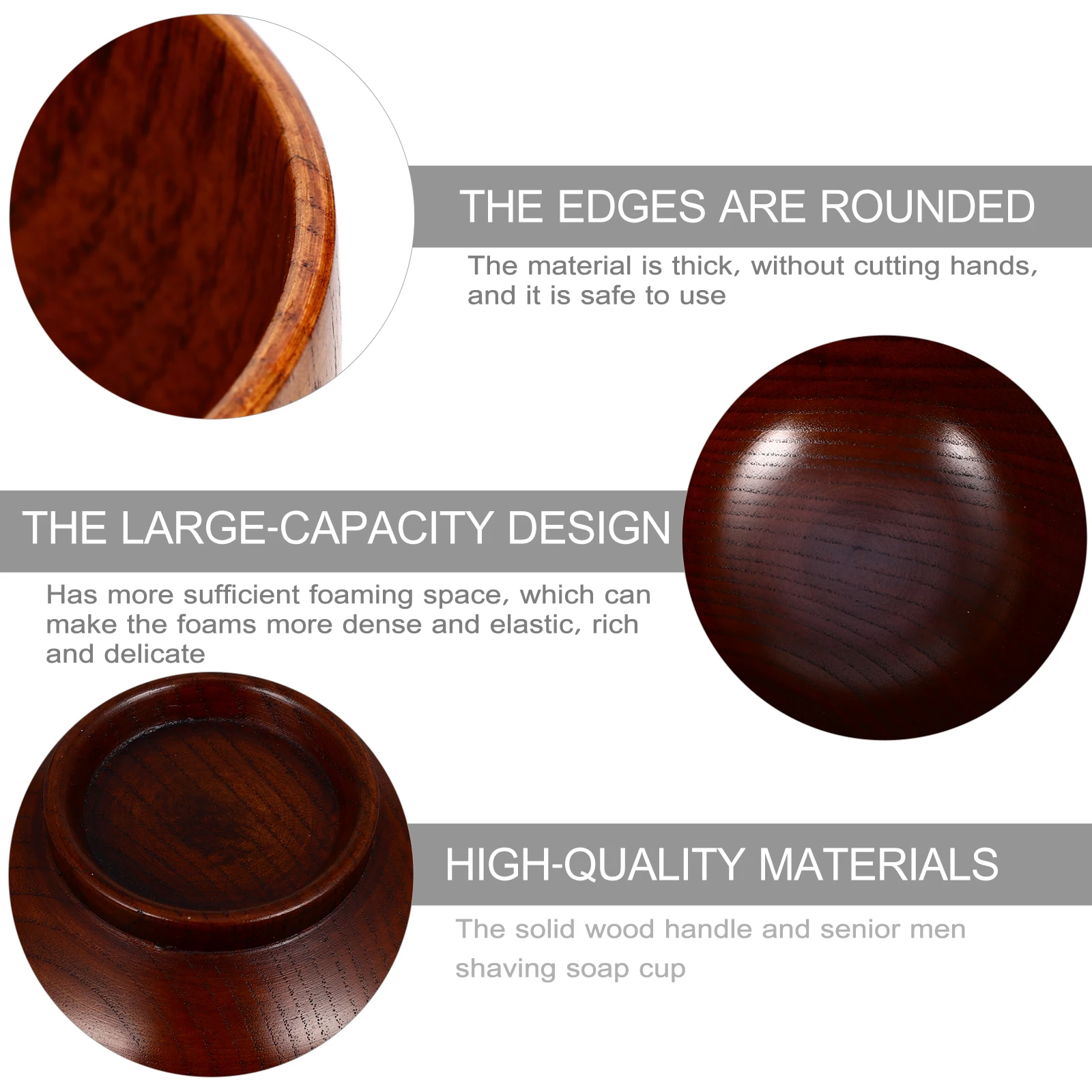 

Wooden Shaving Soap Bowl Thick Smooth Durable Easy Clean Mens Razor Cup Solid Handle Round Shape Long Lasting Use Premium Gift
