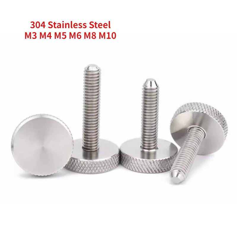 2-20pcs M3 M4 M5 M6 M8 M10 304 Stainless Steel Knurl Flat Head Hand Tighten Thumb Screw Bolt DIN653 Curtain Wall Glass