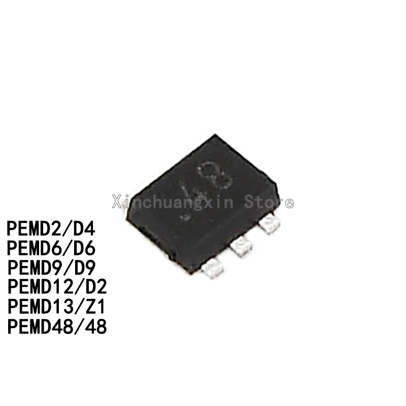 5PCS PEMD2 Silkscreen D4 PEMD6 D6 PEMD9 D9 PEMD12 D12 PEMD13 Z1 PEMD48 48 SOT-666 100mA 50V NPN/PNP Bipolar Transistors