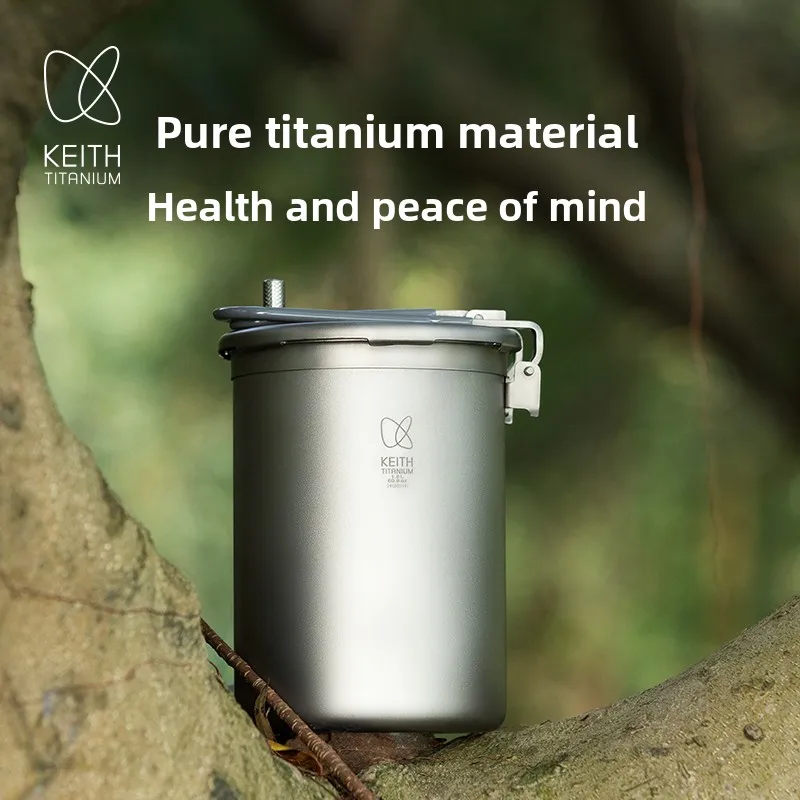 Keith Pure Titanium Outdoor Pressure Cooker Pot - High Altitude Cooking, Fast Boiling, Lightweight Camping Rice Cooker for Mount