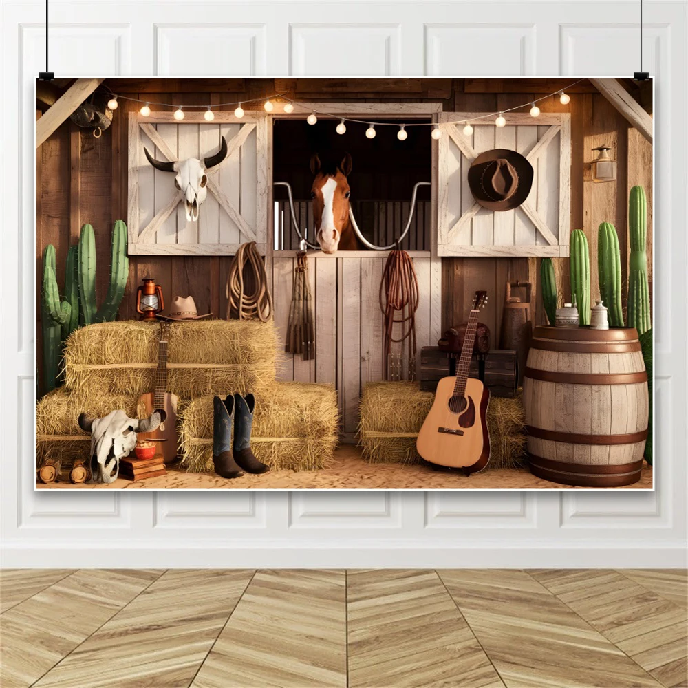 رعاة البقر الغربية منزل خشبي الحظيرة خلفية التصوير الفوتوغرافي غرب صالون ريفي مزرعة كومة قش عجلة حفلة عيد ميلاد خلفية الاستوديو