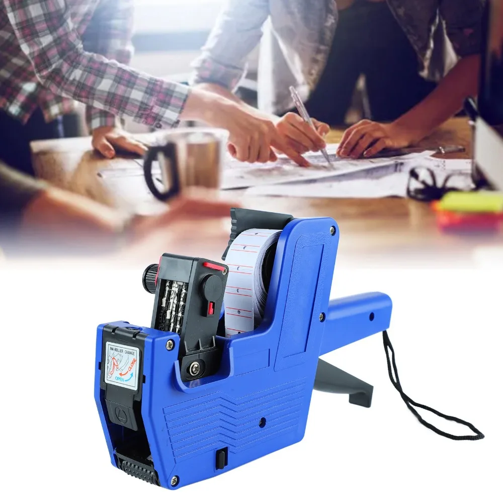 

MX-5500 Price Labeller 8 Digits Clear Print 8 Digits Price Label Maker Blue with 2 Ink Wheel Price Tag Machine