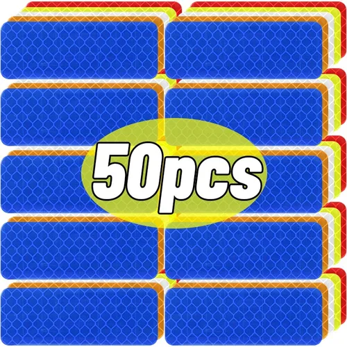 50/10 Uds pegatinas reflectantes para parachoques de coche cinta de advertencia reflectante pegatinas reflectoras seguras calcomanías advertencia de seguridad 3*8CM