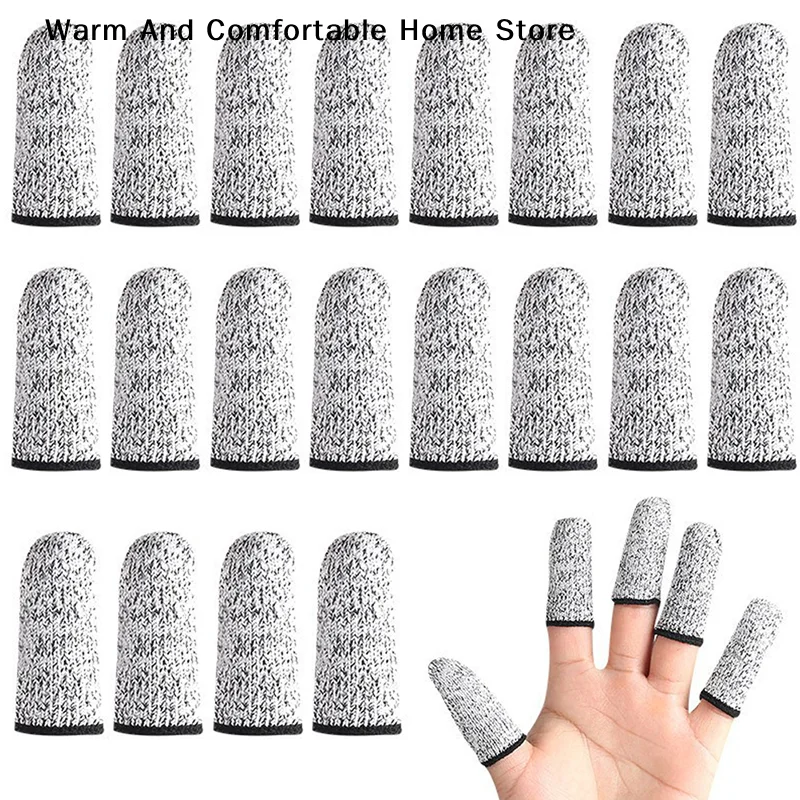 【SE】10Pcs Anti-Cut Finger Cover Finger Protector Sleeve High-Strength Safety Flexible Anti Cut Fingertip Gloves Kitchen Tool