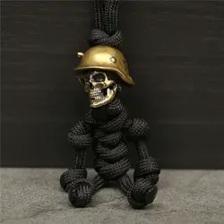 Dark Soldier King Skull Head Sculpture Brass Knife Bead EDC Outdoor Tool DIY Paracord Handmade Woven Lanyard Pendant Accessories