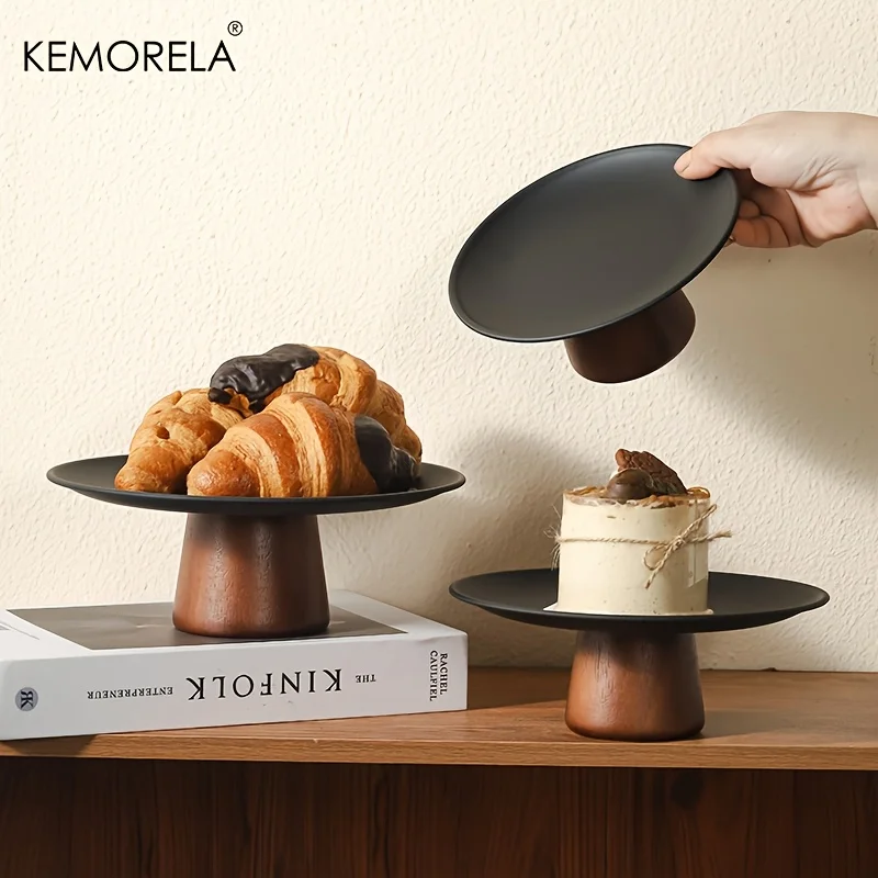 KEMORELA Kuchenständer aus Akazienholz mit Fuß, Dessert-Display für Hochzeiten, Geburtstage, Cupcakes-Tablett, Halloween- und Weihnachtskuchentablett