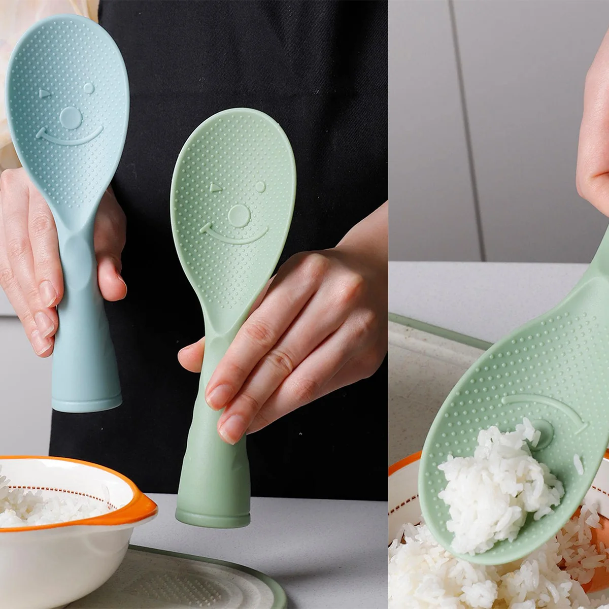 Home Kitchen Non Stick and Standing Plastic Rice Spoon Paddles-Perfect for Cooking Every Time