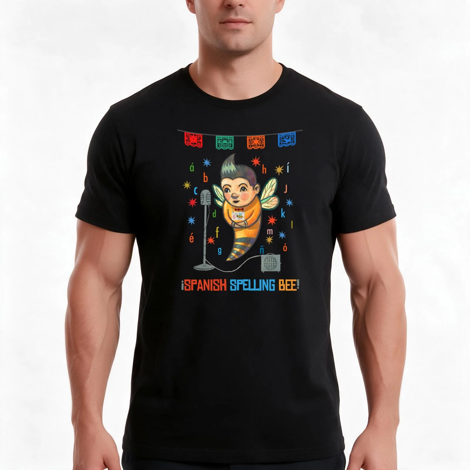 Camiseta de la competición de ortografía en español, camiseta de algodón informal para el verano, camisetas de estilo urbano de corte amplio, estampado gráfico de estilo vintage, manga corta de corte holgado.