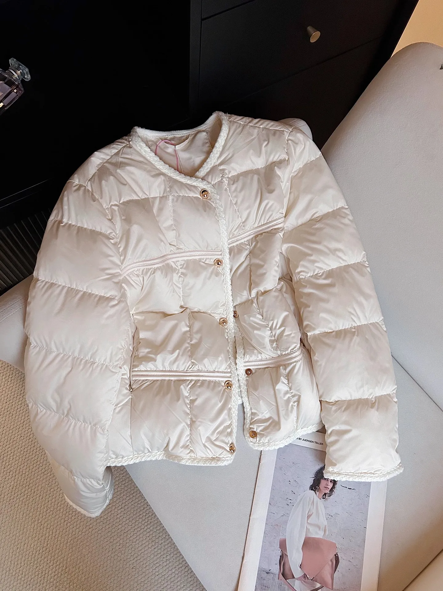 

White ort Cotton Jaet Women's Winter Faion Slimming Outerwear Korean Sle Large Size Anti-Aging Quali Outerwear