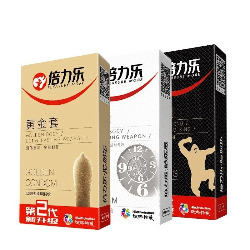 Golden Condom Long Lasting Penis Sleeves Sex Toys For Adult Men Delayed Ejaculation Safety Condoms 10PCS Contraception Sex Goods