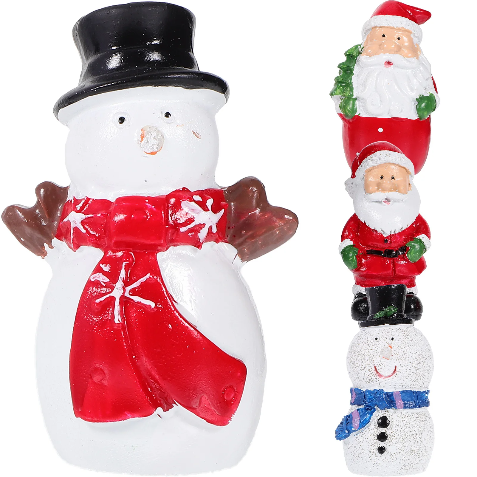 

4pcs Resin Craft Figurines Small Santa Decor For Home Garden Decoration Adorable Santa Desktop Models Party Accessory