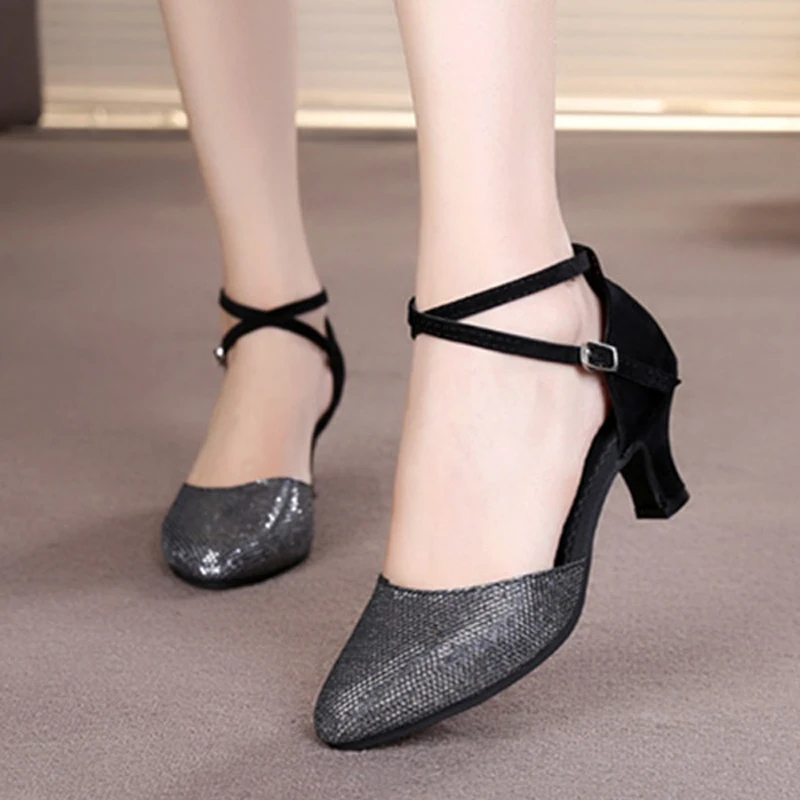 Ballroom Dancing Shoes For Women Latin Dance Shoes Lady Closed Toe Salsa Shoes Low Heels Zapatos Baile Latino Mujer 3.5cm/5.5cm