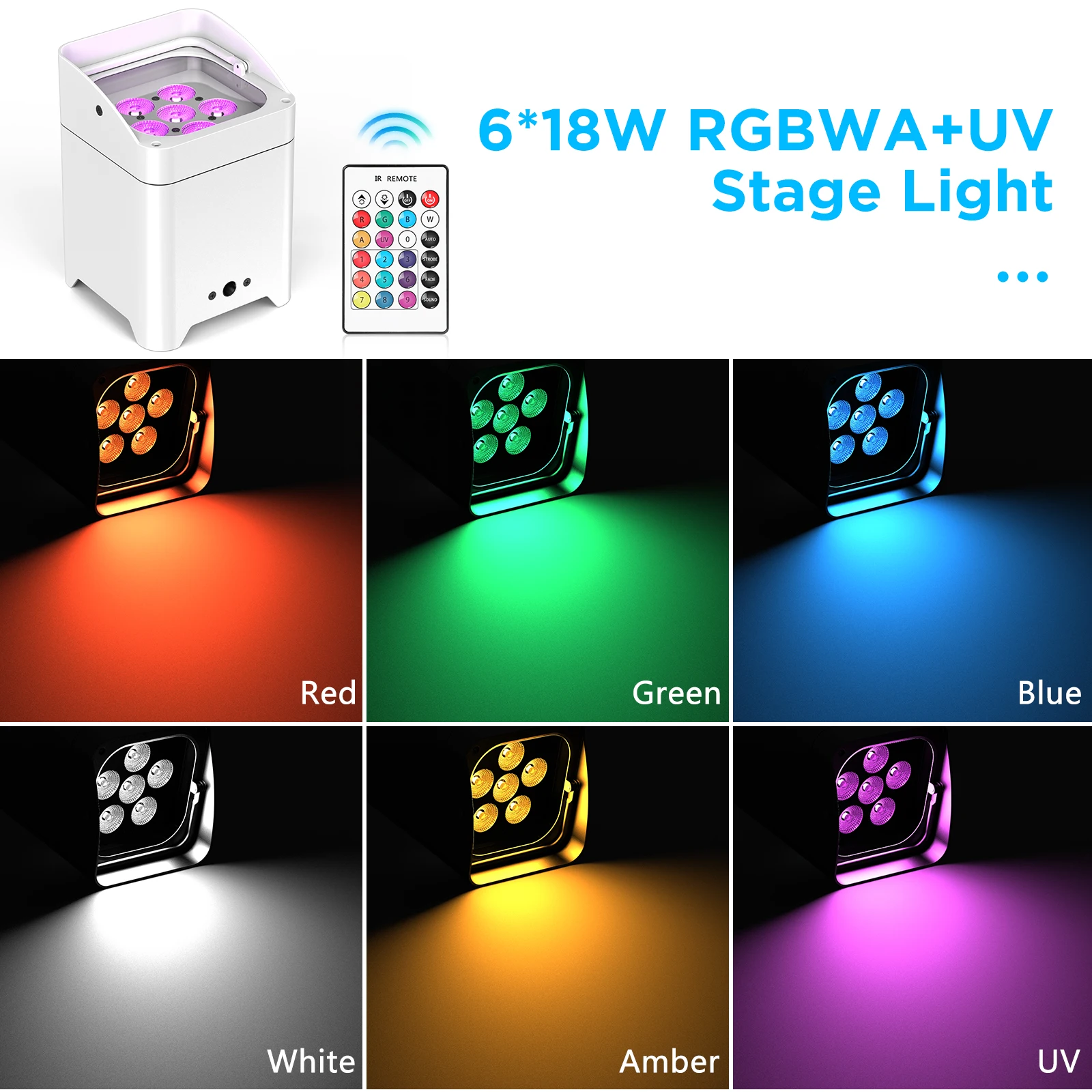 Datewink 4Pcs 80W Rechargeable LED Par Lights Wireless Remote Control 6X18W RGBWA+UV Stage Lighting For Dj Disco Wedding Party