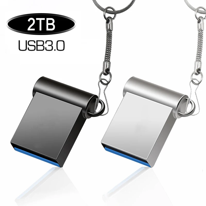 Mini Alta Velocidade USB Flash Drive, 2TB Pendrive, Disco de Metal U, Memory Stick, USB 3.0 Stick, Logotipo Livre, Telefone, Carro, Presente