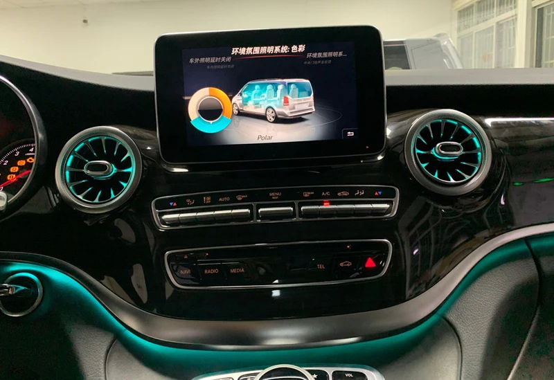 

For Mercedes Benz V-class W447 3/64-color Car Synchronous Original MB Ambient Light V260 LED Air Vent Turbine Atmosphere Lamp